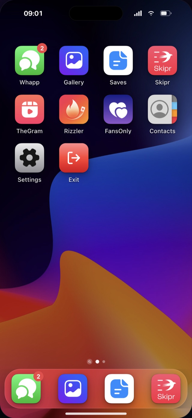 Sexting my GF phone home screen on Sexter.io with Whapp, TheGram, Gallery, Skipr, and other apps